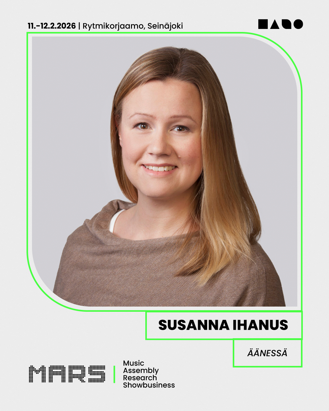 Projektipäällikkö Susanna Ihanus puhujana MARS-festivaalilla. 